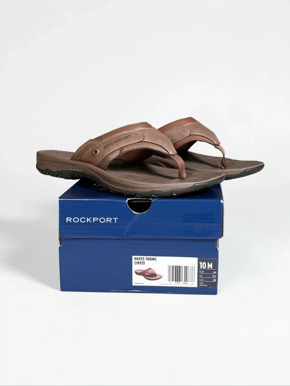 Rockport Men's Hayes Thong Sandals Size 10M Tan New